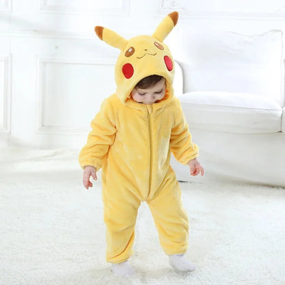 Miniso Pikachu Baby Overall Niedlicher Snorlax Strampler Kleinkind Säugling Neugeborenen Body Kinder Cosplay Winter Kapuzen Outfits