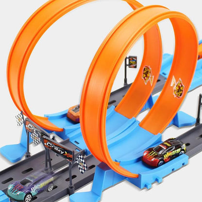 Stunt Geschwindigkeit Doppel Auto Räder Modell Spielzeug Für Kinder Racing Track Diy Montiert Schiene Kits Pädagogisches Interaktive Junge Kinder Spielzeug