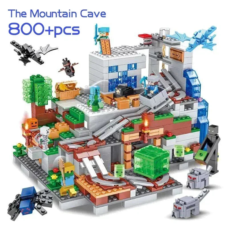 The Cave Village Mine Farm TreeHouse Deep Dark Battle Constructions Bausteinmodell Spielzeug DIY für Kinder Weihnachtsgeschenk