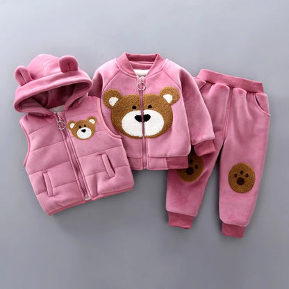 3PCS Winter Herbst Kleinkind Baby Jungen Mädchen Kleidung Baby Pullover Mantel + Hosen + Kapuze Weste Outfit Set Infant warme Kleidung Anzüge