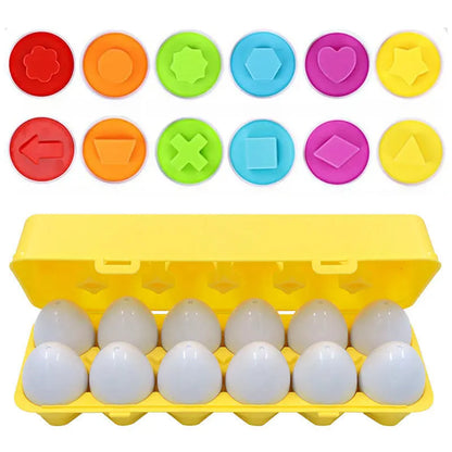Eierpuzzle - Montessori Lernspielzeug - Formen- & Farben-Eier Set - 12 Teile
