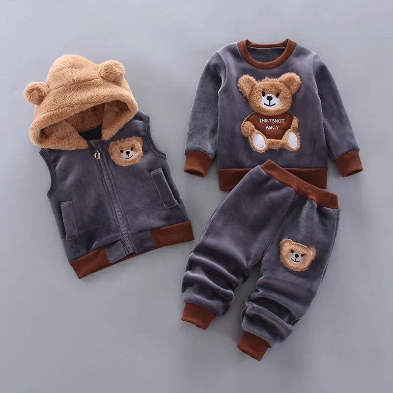 3PCS Winter Herbst Kleinkind Baby Jungen Mädchen Kleidung Baby Pullover Mantel + Hosen + Kapuze Weste Outfit Set Infant warme Kleidung Anzüge