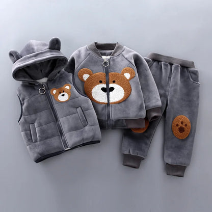 3PCS Winter Herbst Kleinkind Baby Jungen Mädchen Kleidung Baby Pullover Mantel + Hosen + Kapuze Weste Outfit Set Infant warme Kleidung Anzüge