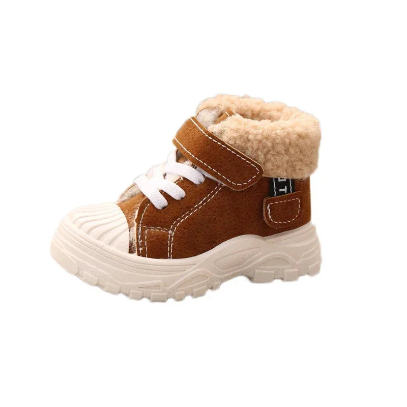 2021 kinder Warme Stiefel Winter Neue Jungen Plus Verdicken Samt Baumwolle Schuhe Mädchen Wasserdichte Kurze Stiefel Baby Baumwolle Stiefel