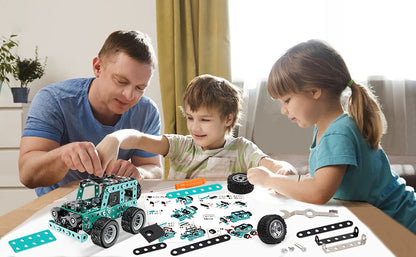 Metall Baukasten Auto - Technik Bauset für Kinder - Offroad Truck Modell zum Selberbauen