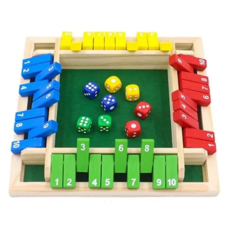 Holz Würfelspiel - Shut the Box - Familienspiel für 2-4 Spieler