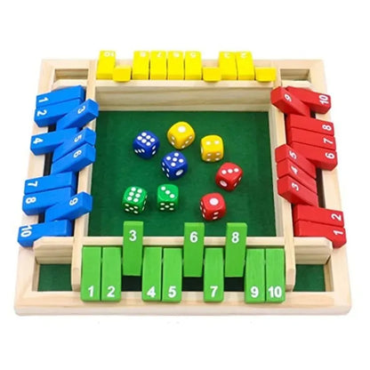 Holz Würfelspiel - Shut the Box - Familienspiel für 2-4 Spieler