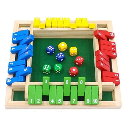Holz Würfelspiel - Shut the Box - Familienspiel für 2-4 Spieler