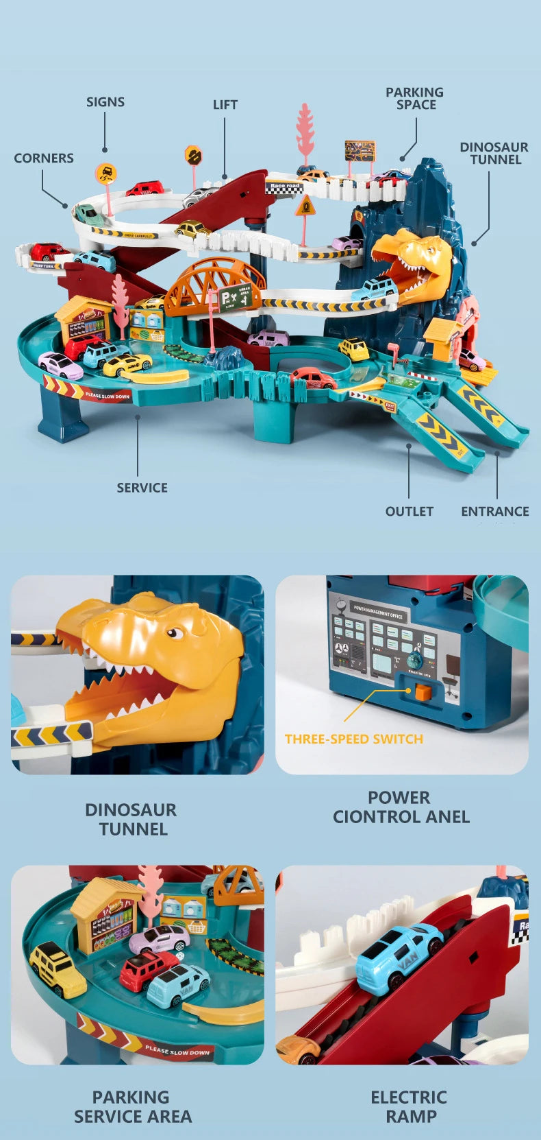 KBDFA Lion Theme Car Track für Kinder, Druckguss, Urlaubsgeschenke, Geburtstag, Hot Wheels, pädagogisches Rennspielzeug für Kinder, Rennwagen