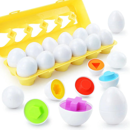 Eierpuzzle - Montessori Lernspielzeug - Formen- & Farben-Eier Set - 12 Teile