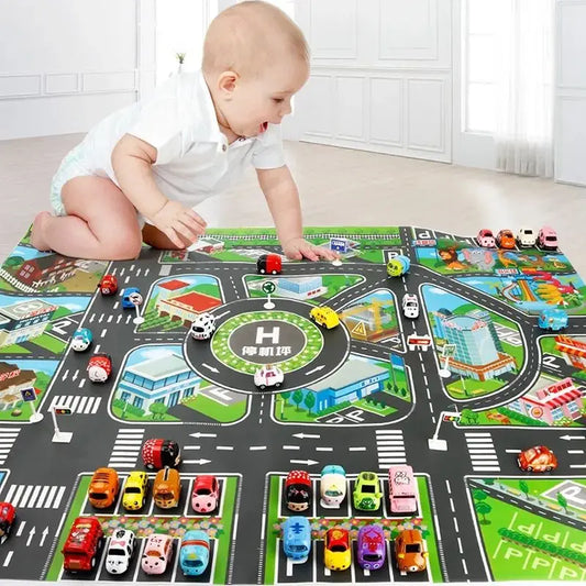 Spielteppich mit Straßenkarte für Kinder - Stadt & Verkehr