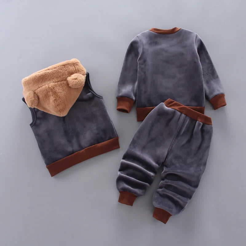 3PCS Winter Herbst Kleinkind Baby Jungen Mädchen Kleidung Baby Pullover Mantel + Hosen + Kapuze Weste Outfit Set Infant warme Kleidung Anzüge