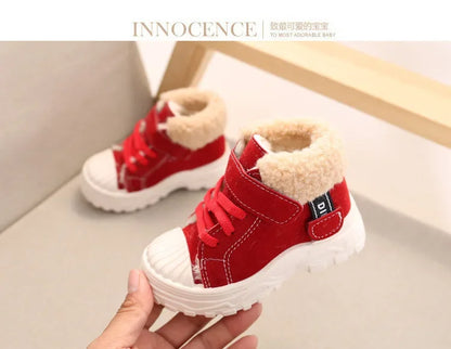 2021 kinder Warme Stiefel Winter Neue Jungen Plus Verdicken Samt Baumwolle Schuhe Mädchen Wasserdichte Kurze Stiefel Baby Baumwolle Stiefel