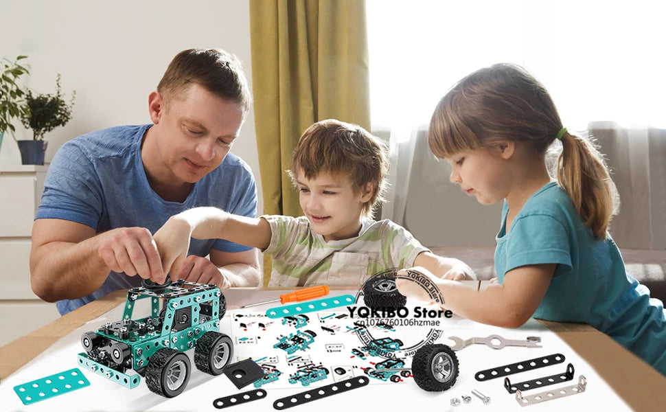 Metall Baukasten Auto - Technik Bauset für Kinder - Offroad Truck Modell zum Selberbauen