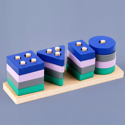Montessori Holz Lernspielzeug - Formen & Farben Steckspiel - Pädagogisches Motorikspiel für Kinder