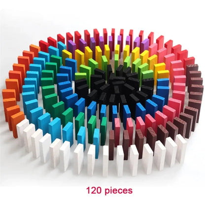 Holz Domino Spiel - Bunte Regenbogen-Steine für Kinder - Montessori Lernspielzeug