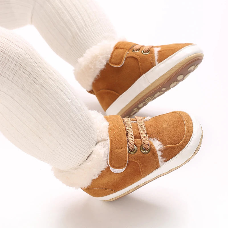 HAIZHIW Winter Baby Junge Mädchen High Tops Turnschuhe Gummi Anti-Rutsch-Sohle Fleece für Wärme Säugling Neugeborene Erste Gehen Krippe schuhe