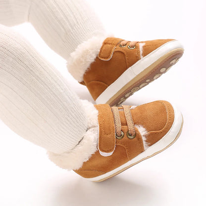 HAIZHIW Winter Baby Junge Mädchen High Tops Turnschuhe Gummi Anti-Rutsch-Sohle Fleece für Wärme Säugling Neugeborene Erste Gehen Krippe schuhe