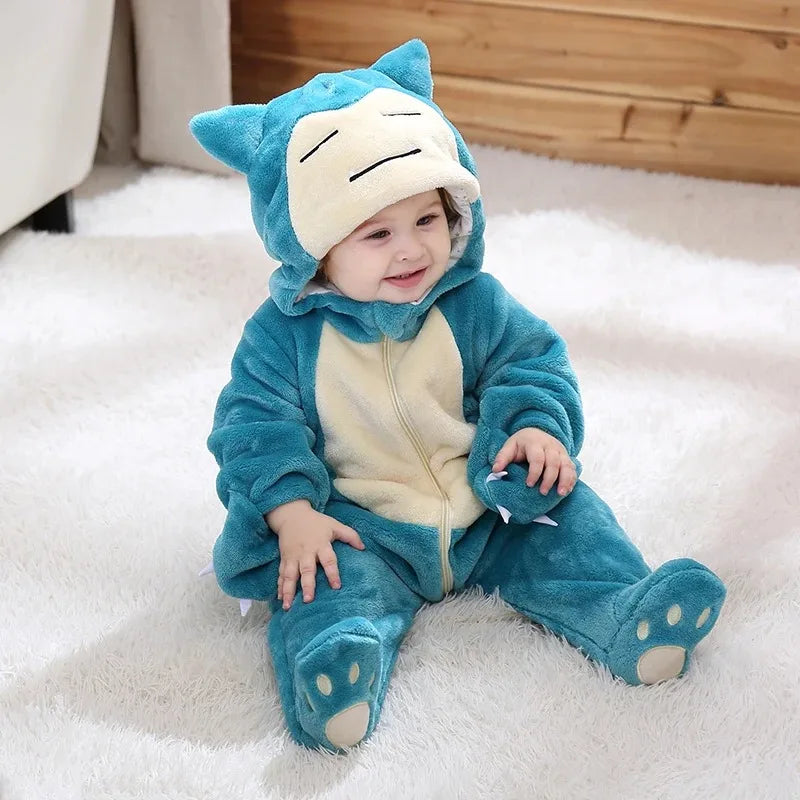 Miniso Pikachu Baby Overall Niedlicher Snorlax Strampler Kleinkind Säugling Neugeborenen Body Kinder Cosplay Winter Kapuzen Outfits