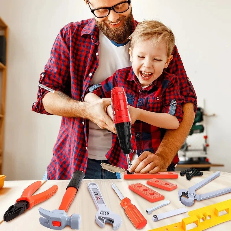 Kinder Werkzeugkoffer Spielset - mit Bohrmaschine, Helm & Zubehör - Rollenspiel Technikspielzeug