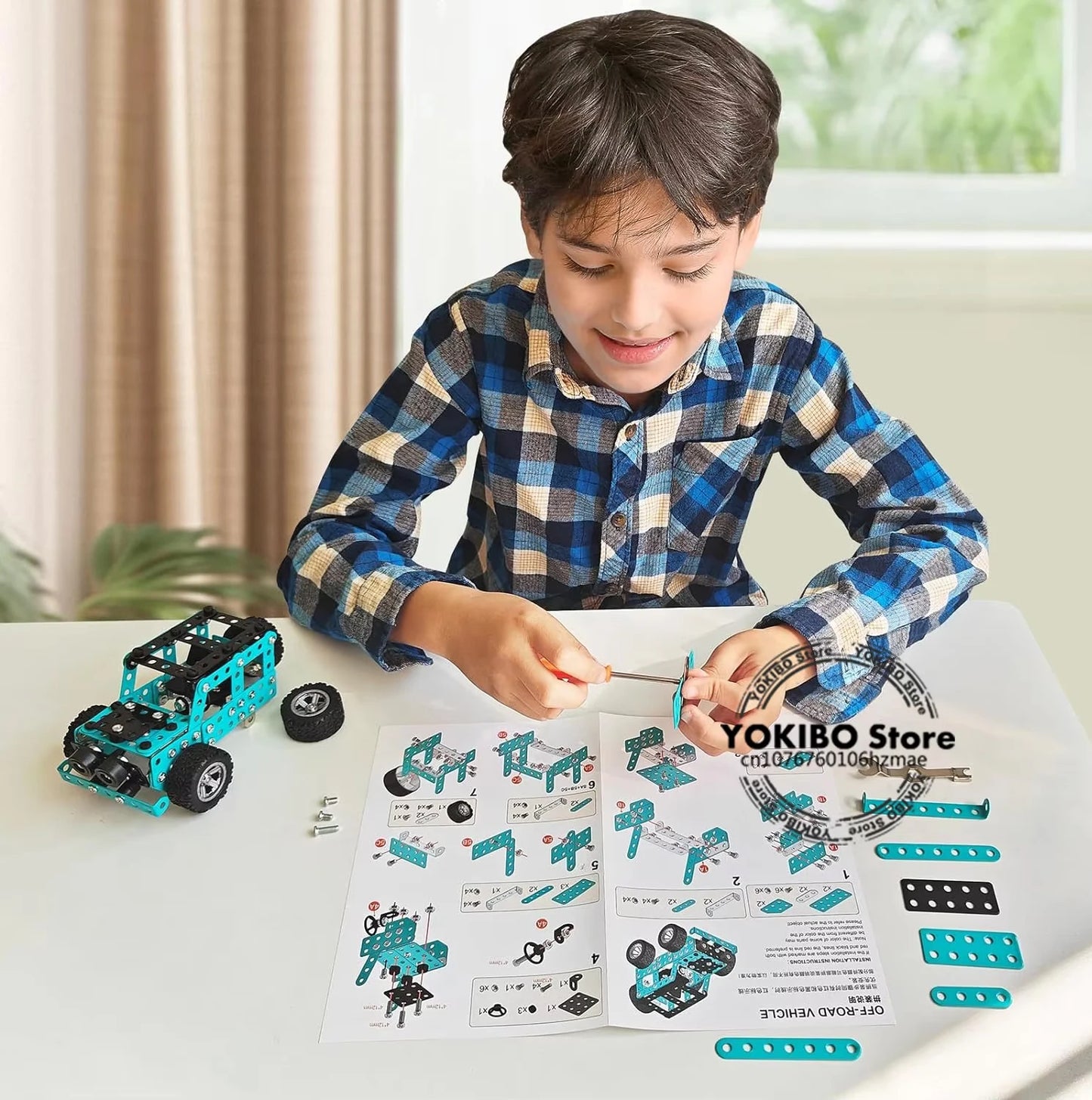 Metall Baukasten Auto - Technik Bauset für Kinder - Offroad Truck Modell zum Selberbauen