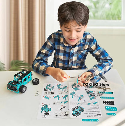 Metall Baukasten Auto - Technik Bauset für Kinder - Offroad Truck Modell zum Selberbauen