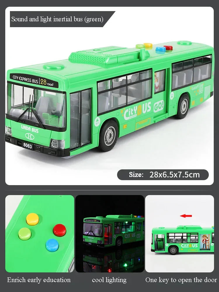 Hohe Qualität Simulation Bus Große Größe Drop-beständig Licht Musik Trägheit Bus Modell Zurückziehen Auto Pädagogisches Spielzeug Geschenke