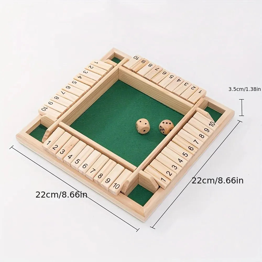 Holz Würfelspiel - Shut the Box - Familienspiel für 2-4 Spieler