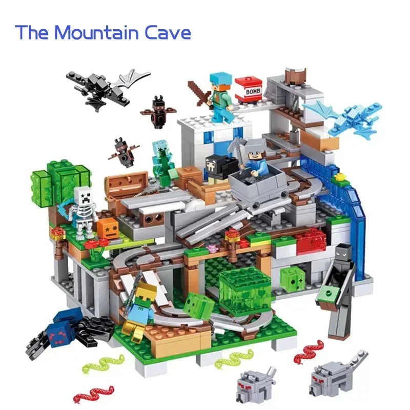 The Cave Village Mine Farm TreeHouse Deep Dark Battle Constructions Bausteinmodell Spielzeug DIY für Kinder Weihnachtsgeschenk