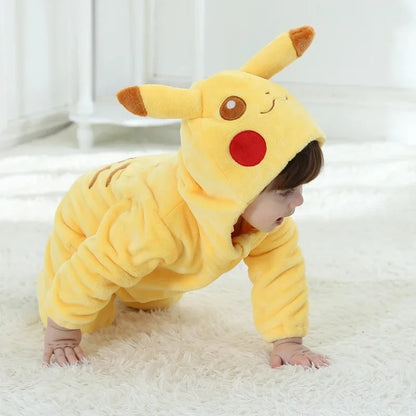 Miniso Pikachu Baby Overall Niedlicher Snorlax Strampler Kleinkind Säugling Neugeborenen Body Kinder Cosplay Winter Kapuzen Outfits