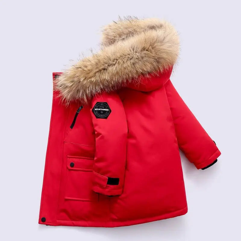 Kinder Winterjacke mit Kapuze & Fellkragen - Warm & Wasserabweisend - 5-12 Jahre