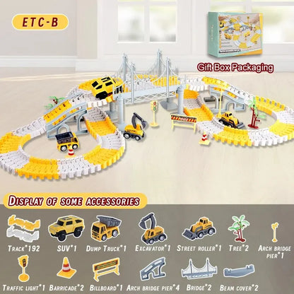 Kids Electric Track Toy Engineering Minin Car Set Puzzle Boy Toys Track Car Train Toys For Children Birthday Christmas Gifts