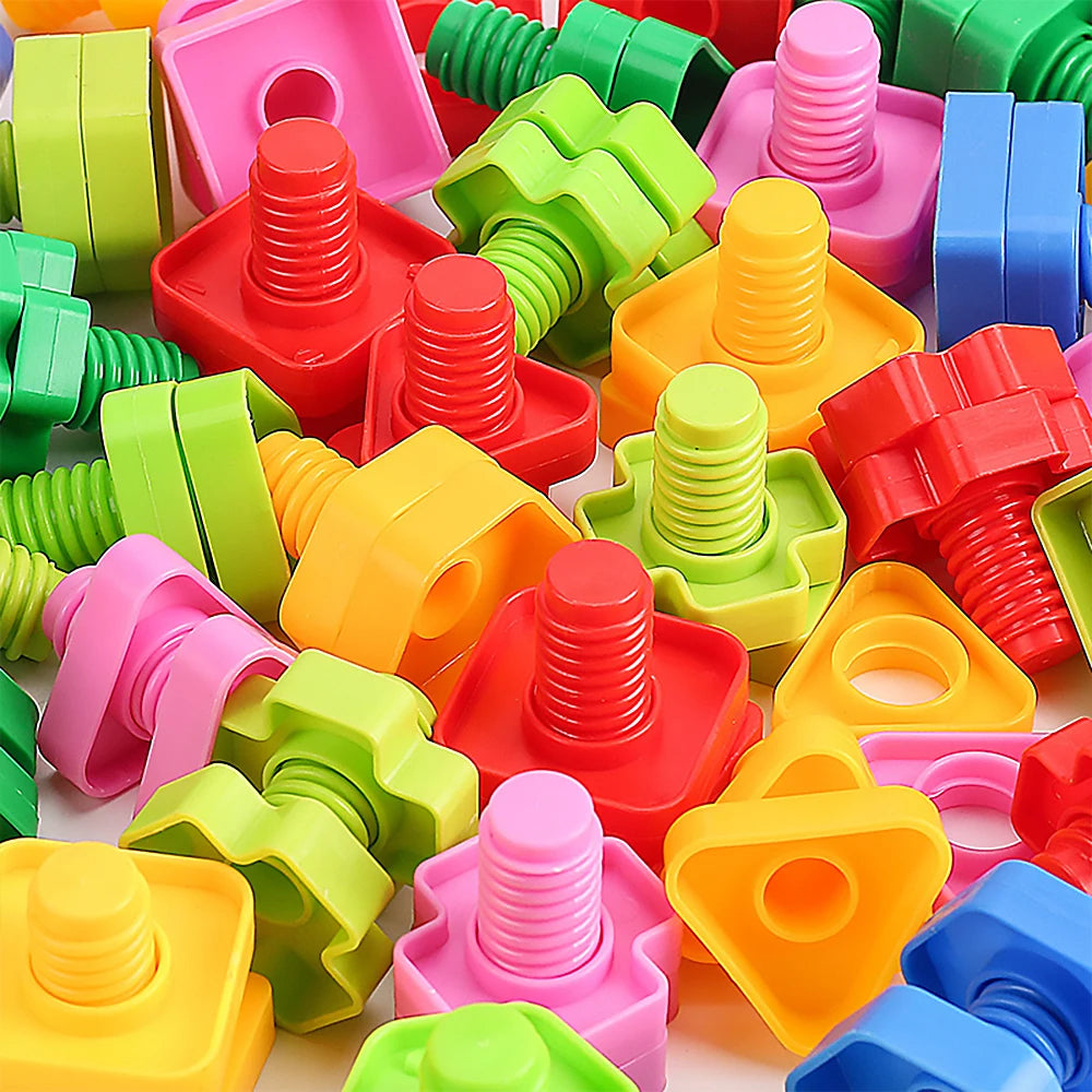 Schraub- & Steckspiel Lernspielzeug – Bunte Formen & Farben