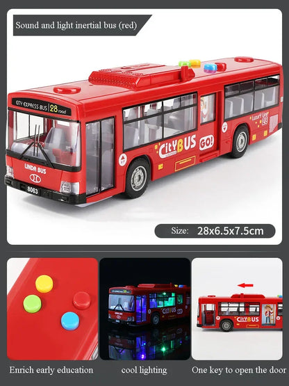 Hohe Qualität Simulation Bus Große Größe Drop-beständig Licht Musik Trägheit Bus Modell Zurückziehen Auto Pädagogisches Spielzeug Geschenke