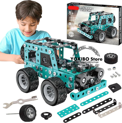 Metall Baukasten Auto - Technik Bauset für Kinder - Offroad Truck Modell zum Selberbauen