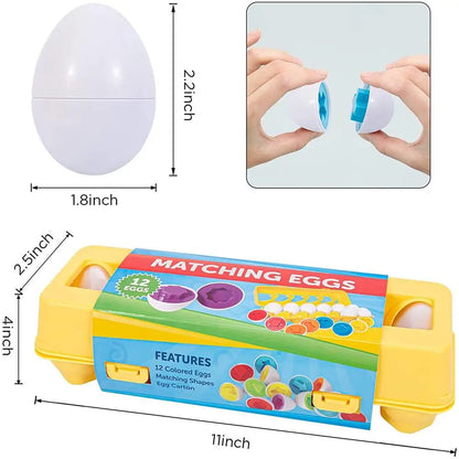 Eierpuzzle - Montessori Lernspielzeug - Formen- & Farben-Eier Set - 12 Teile