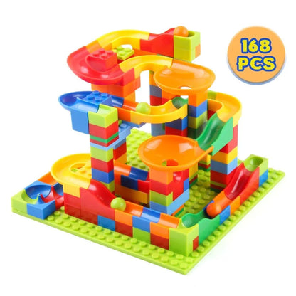 Marble Run - Kugelbahn Bausteine Set - 84 bis 504 Teile - Bunte Murmelbahn zum Bauen & Spielen