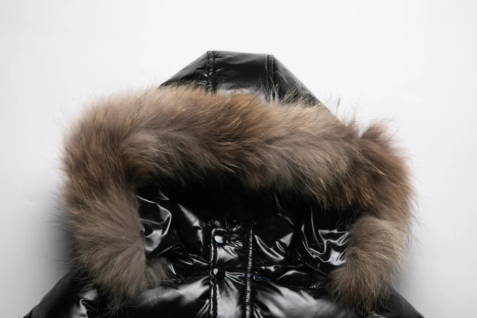 Kinder Winterjacke mit Fellkragen - Glänzend & Warm - Wasserdicht - 1-8 Jahre