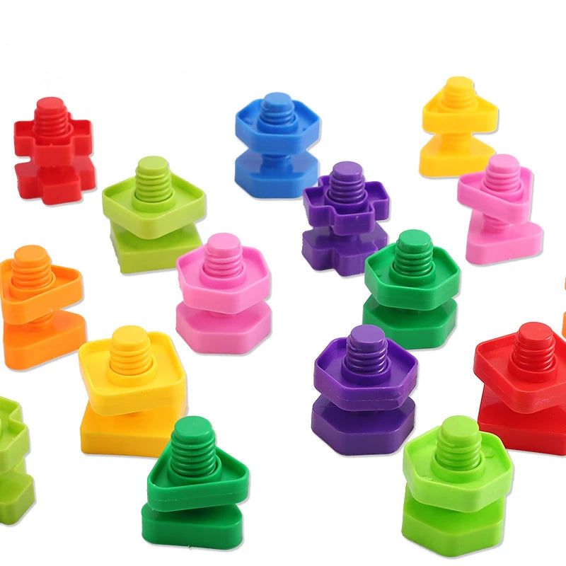 Schraub- & Steckspiel Lernspielzeug – Bunte Formen & Farben