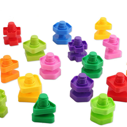 Schraub- & Steckspiel Lernspielzeug – Bunte Formen & Farben