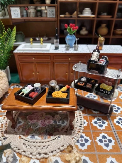 Kids Pretend Play Toys Set, 5-Piece Japanese Cuisine Models, Miniature Dollhouse Kitchen Accessories, Gift and Ornament