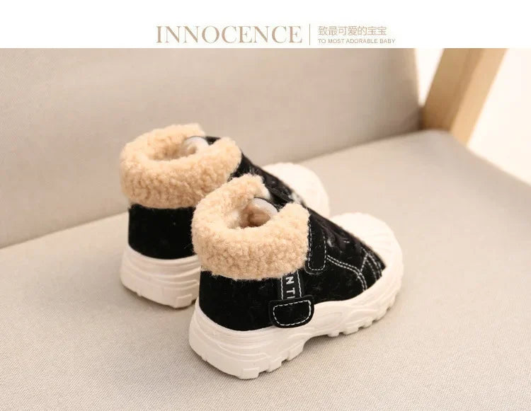 2021 kinder Warme Stiefel Winter Neue Jungen Plus Verdicken Samt Baumwolle Schuhe Mädchen Wasserdichte Kurze Stiefel Baby Baumwolle Stiefel