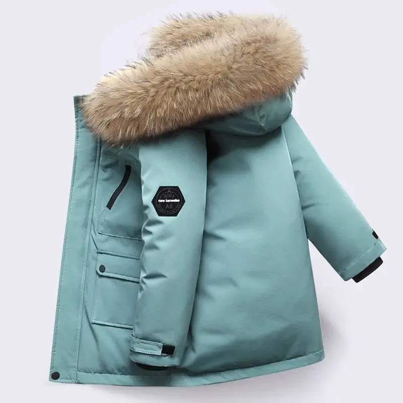 Kinder Winterjacke mit Kapuze & Fellkragen - Warm & Wasserabweisend - 5-12 Jahre