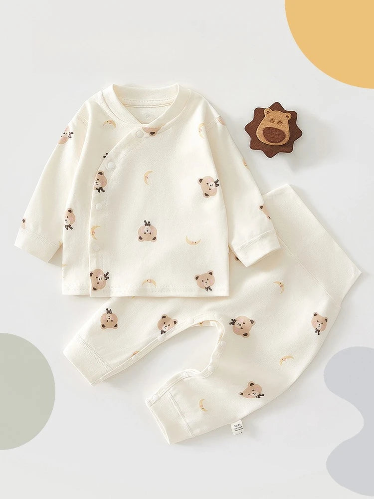 Neugeborenen Baby Basis Shirt + Hosen 2-teiliges Set Herbst und Winter Cartoon Reine Baumwolle Top + Hosen 0-18M Neugeborenen Baby Pyjamas
