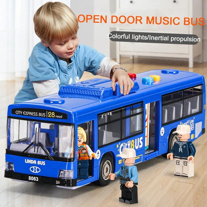 Hohe Qualität Simulation Bus Große Größe Drop-beständig Licht Musik Trägheit Bus Modell Zurückziehen Auto Pädagogisches Spielzeug Geschenke