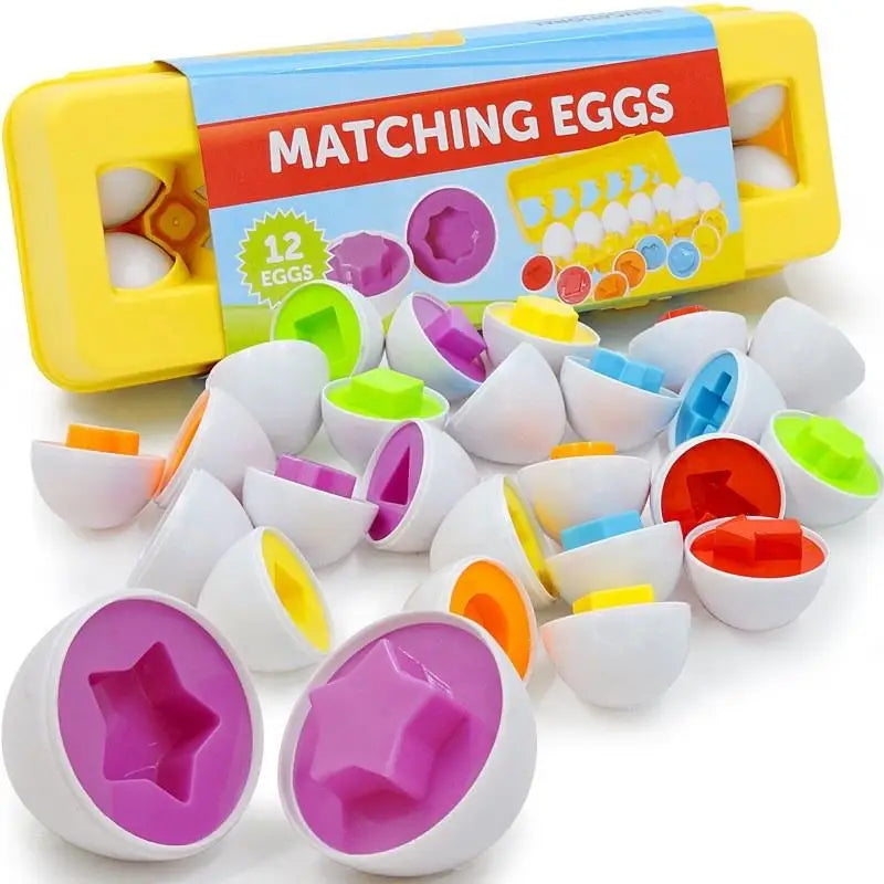 Eierpuzzle - Montessori Lernspielzeug - Formen- & Farben-Eier Set - 12 Teile