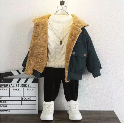 Jungen Cord-Jacke mit fleece - Warmer Wintermantel - 1-5 Jahre