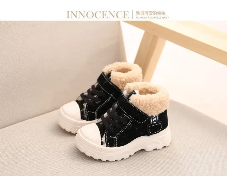 2021 kinder Warme Stiefel Winter Neue Jungen Plus Verdicken Samt Baumwolle Schuhe Mädchen Wasserdichte Kurze Stiefel Baby Baumwolle Stiefel