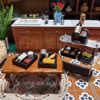 Kids Pretend Play Toys Set, 5-Piece Japanese Cuisine Models, Miniature Dollhouse Kitchen Accessories, Gift and Ornament