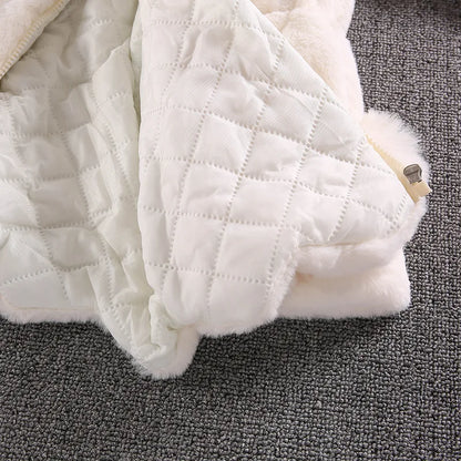 Mädchen Winter Plüschmantel mit Kunstfell & Pompons - Warm & Weich - 1-7 Jahre
